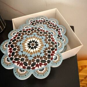 Decorative Mosaic Coasters - Blue and Brown